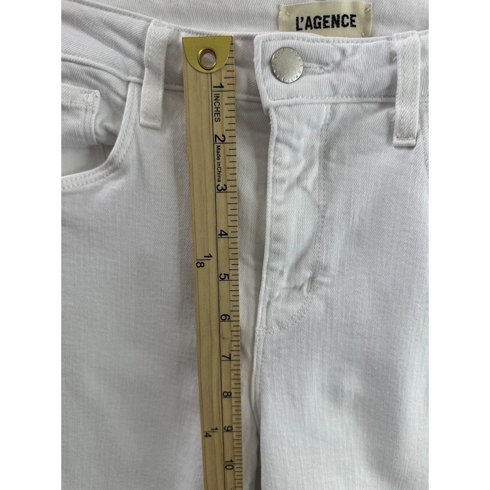 L'Agence Kendra Cropped Flare Jeans High Rise White Frayed Hem Denim Size 27 - Picture 12 of 16